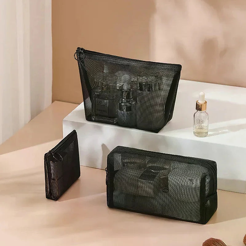 Mesh Cosmetic Bag | Travel Makeup & Toiletry Organizer Pouch Cosmetic Organizer Bag QXL