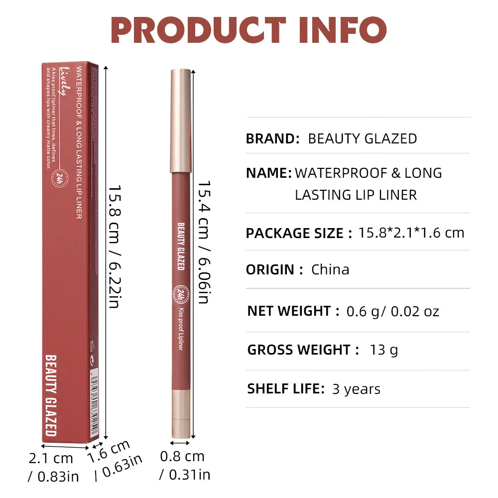 Beauty Glazed 8-Color Matte Velvet Lip Liner | Waterproof Matte Lip Liner QXL