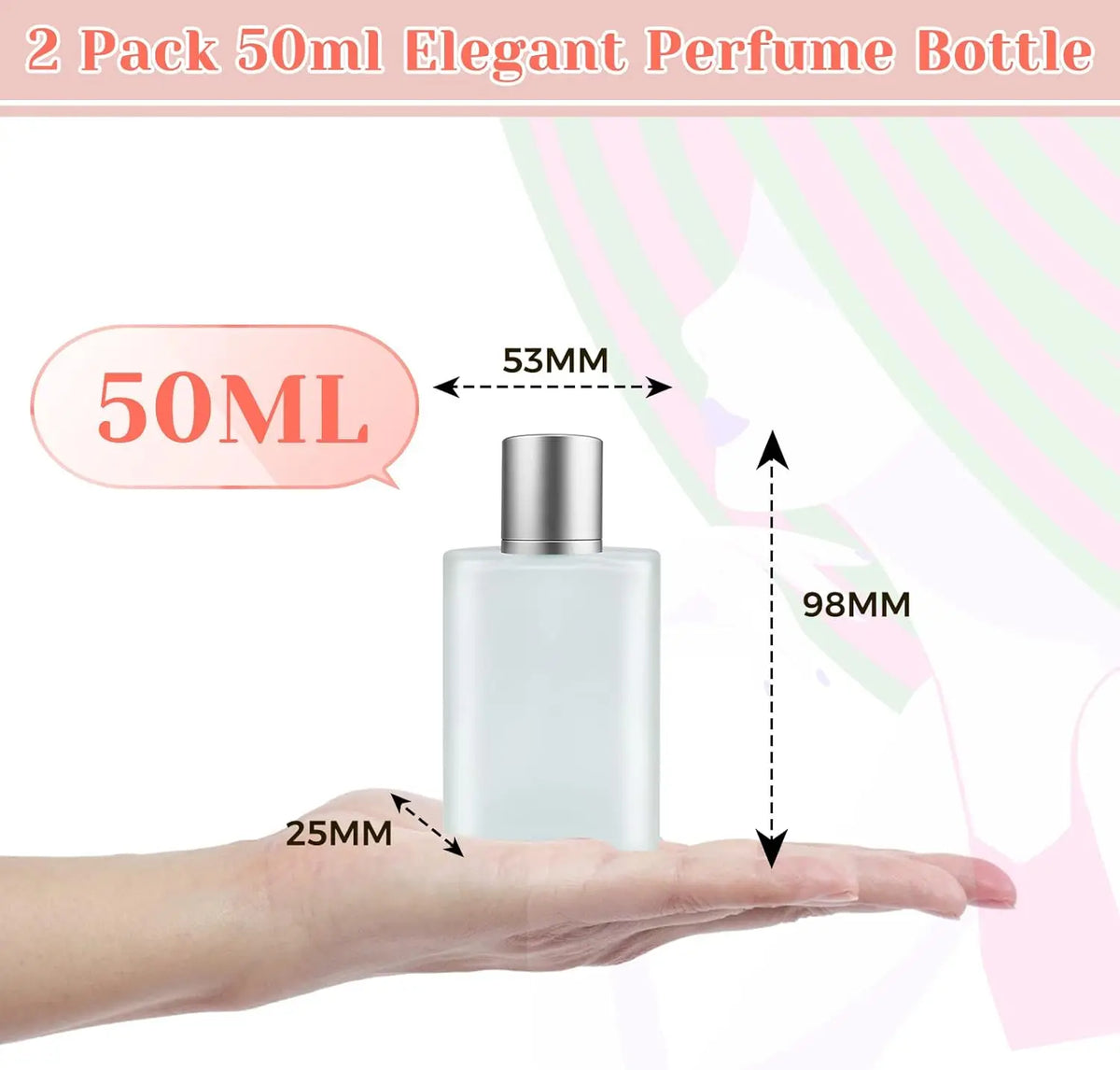 2-Pack Refillable Frosted Glass Perfume Atomizer Bottles + Funnel Perfume Atomizer Bottle QXL