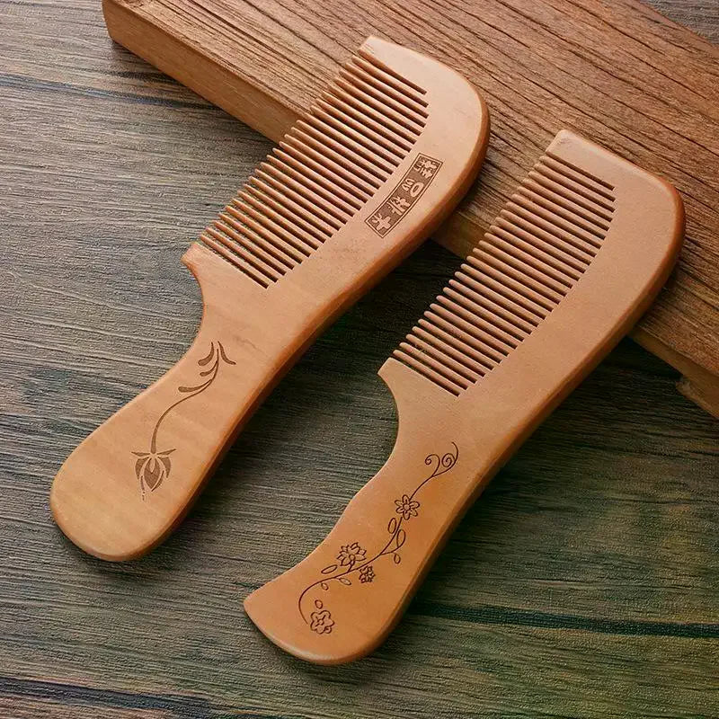 Anti-Static Peach Wood Hair Comb | Scalp Massage & Styling Wooden Hair Comb QXL