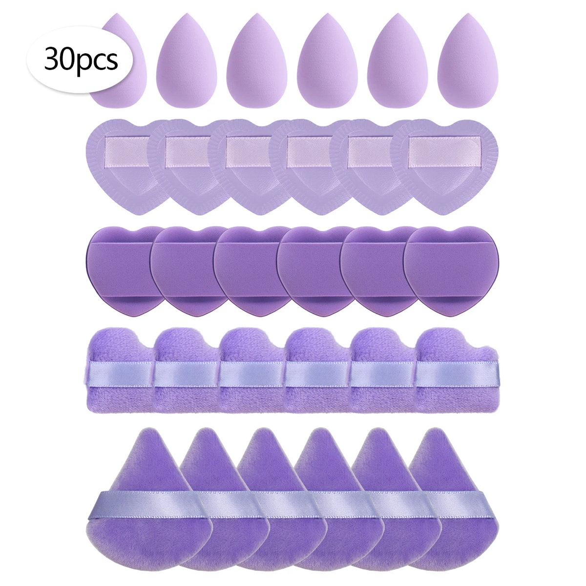 Mini Makeup Sponge Powder Puffs – 15, 30 or 60 Pack Makeup Sponge Puffs QXL 30Pcs