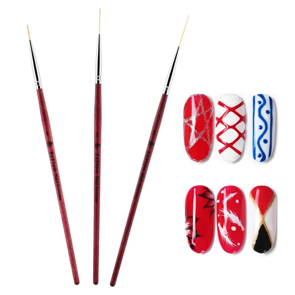 3-Pc Nail Art Liner Brush Set | Fine Detail Drawing Pens Nail Art Liner Brush QXL