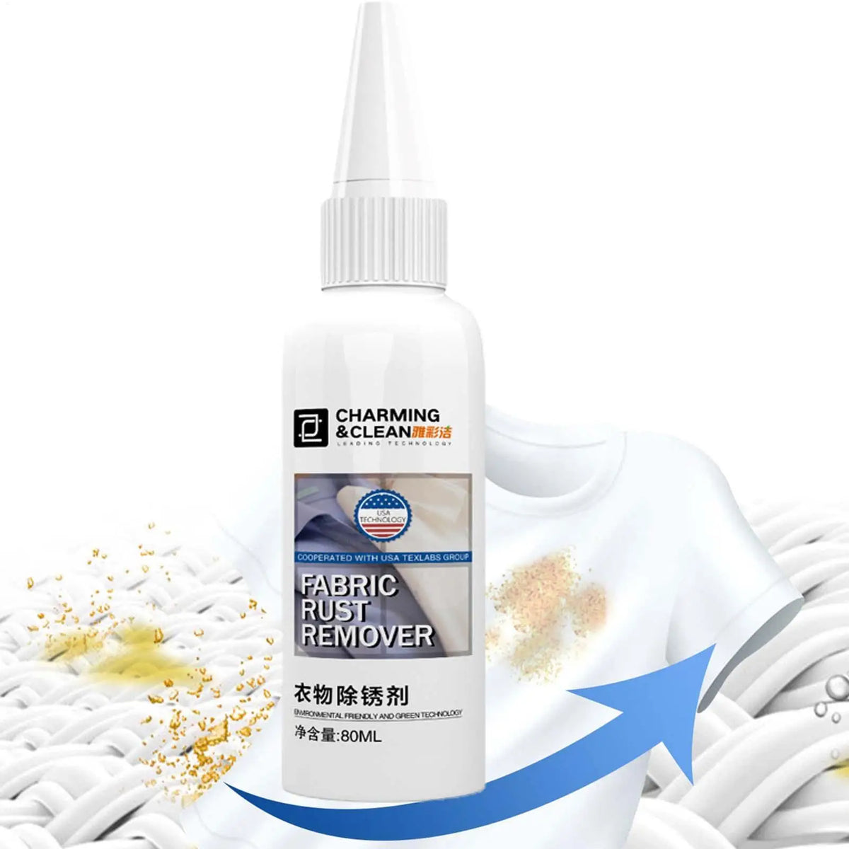 Fabric Rust Stain Remover 80ml | Safe Laundry Cleaning Liquid Fabric Stain Remover QXL