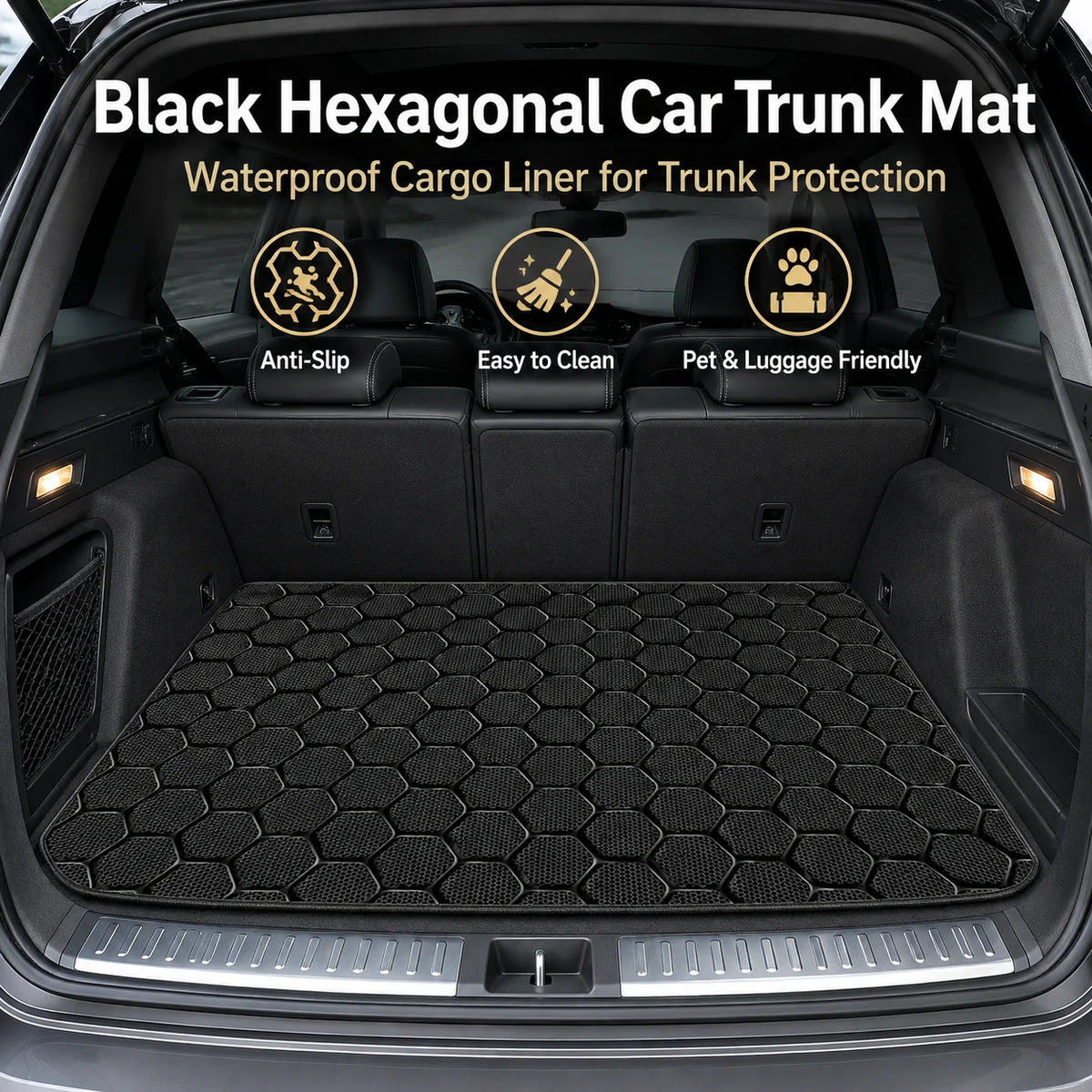 Black Hexagonal Car Trunk Mat | Waterproof Cargo Liner Car Cargo Liner QXL