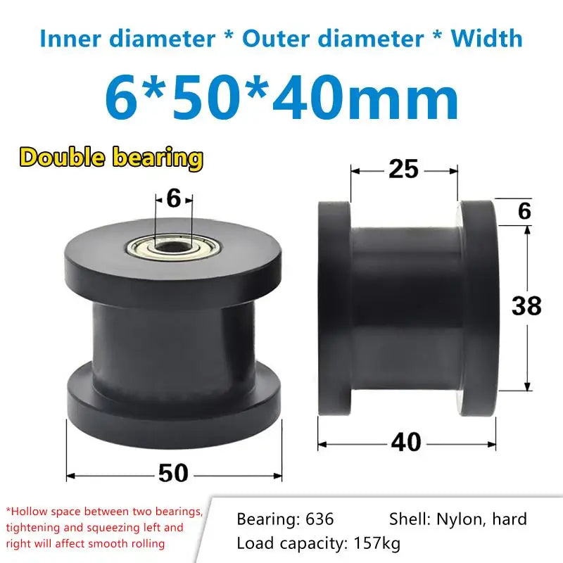 50x40mm H-Groove Guide Pulley Double Bearing Wheel | Rail Slider Guide Pulley Wheel QXL M6