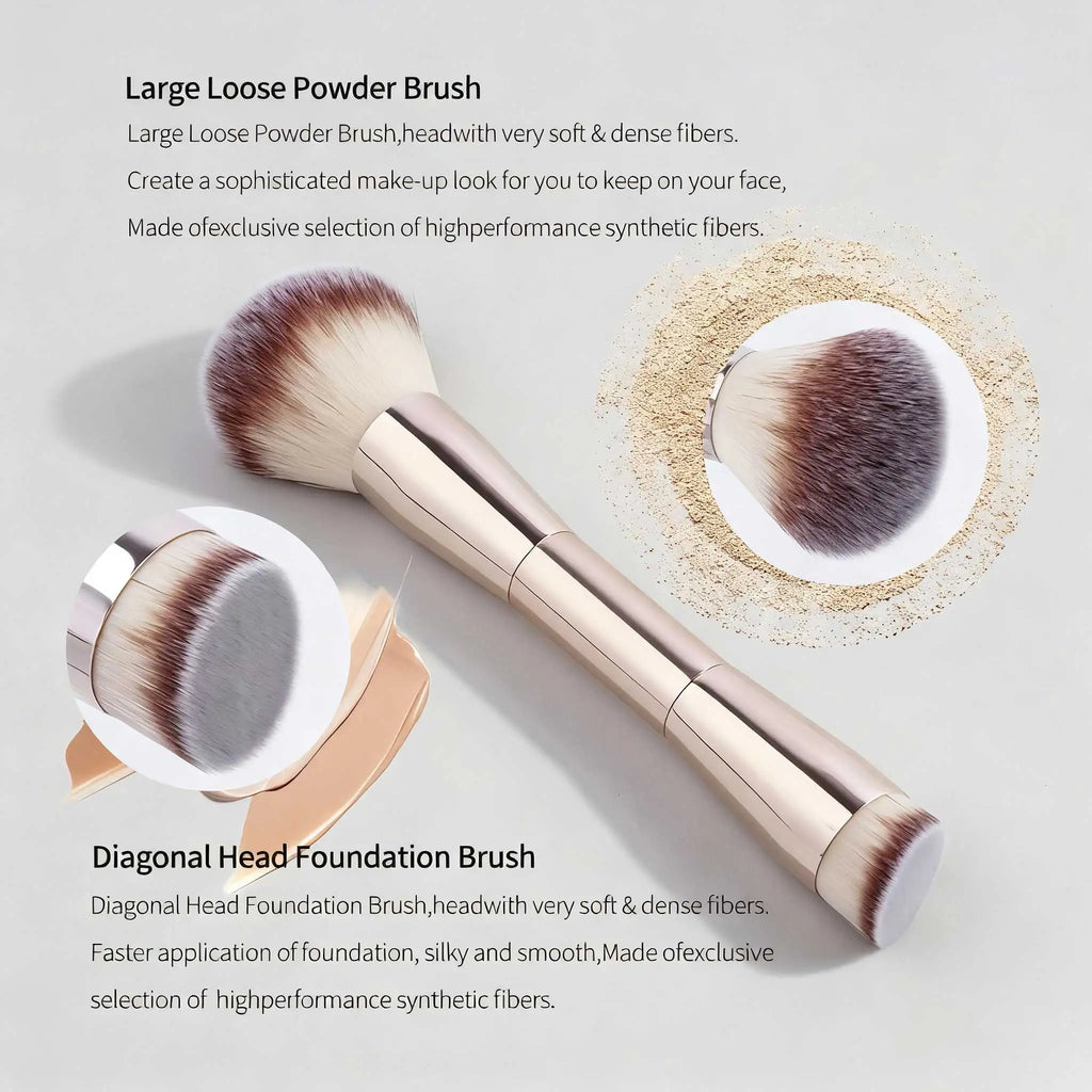 20-Pc Pro Makeup Brush Set | Metal Handle & Velvet Pouch Makeup Brush Set QXL