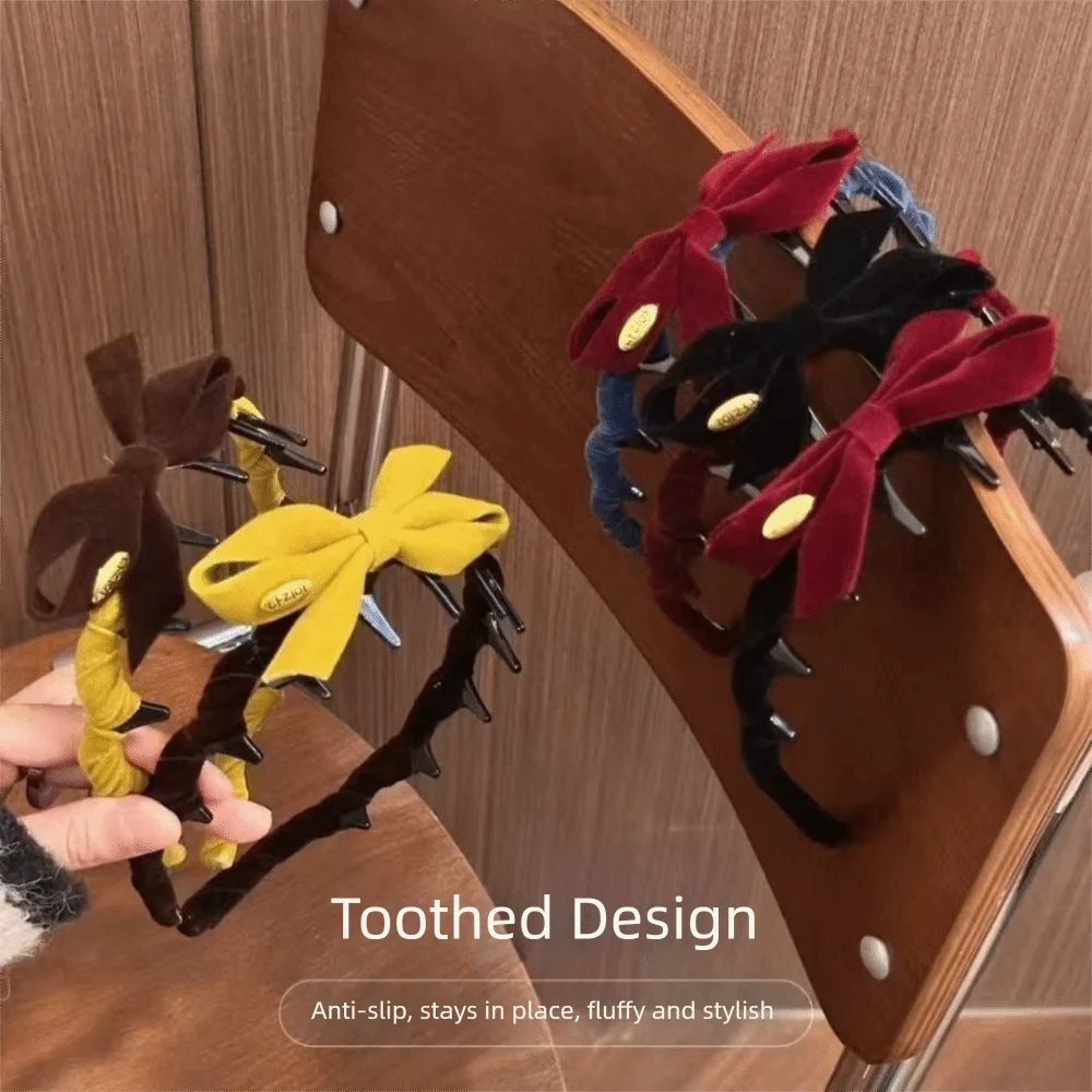 Flocking Bow Headband | Non-Slip U-Shaped Tooth Comb Bow Hair Headband QXL