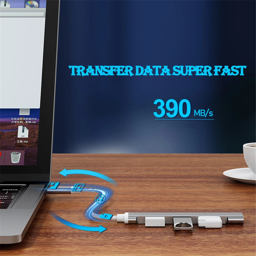 4-Port USB-C Hub | USB 3.0 Splitter 5Gbps for MacBook & Laptop USB-C Hub Adapter QXL