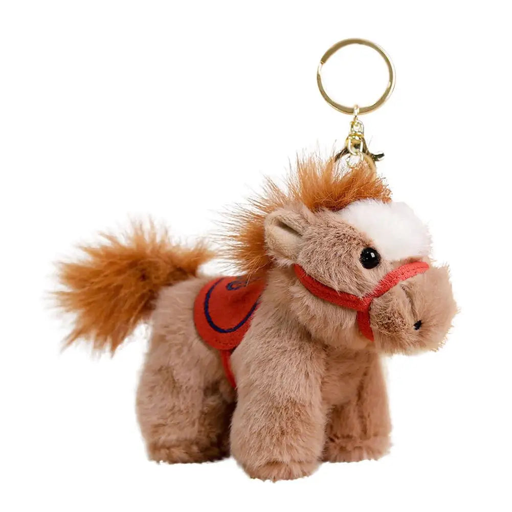 Plush Horse Keychain | Chinese Vintage Style Pony Bag Charm Plush Keychain QXL Khaki