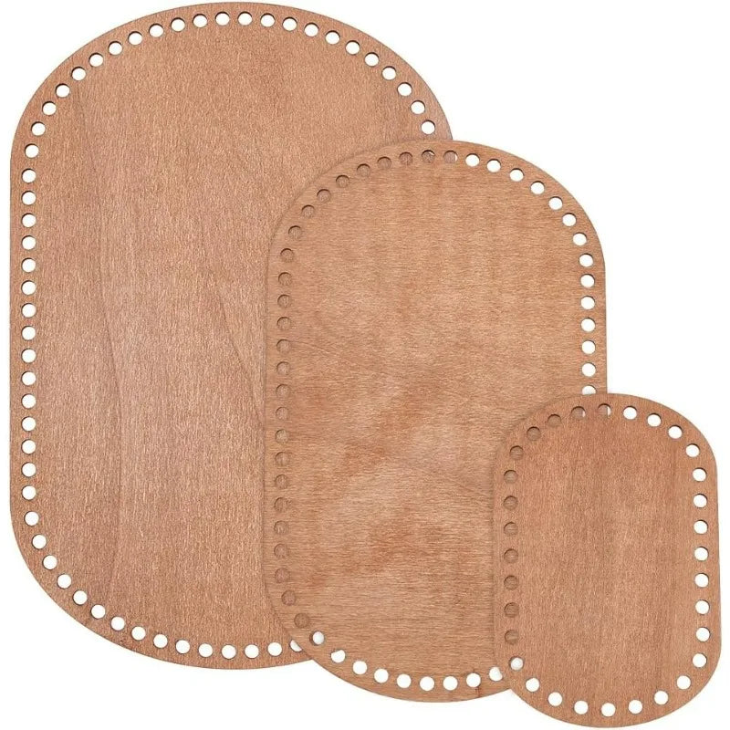 Oval Wooden Crochet Basket Base Set – 3 Sizes for DIY Craft DIY Craft Base QXL
