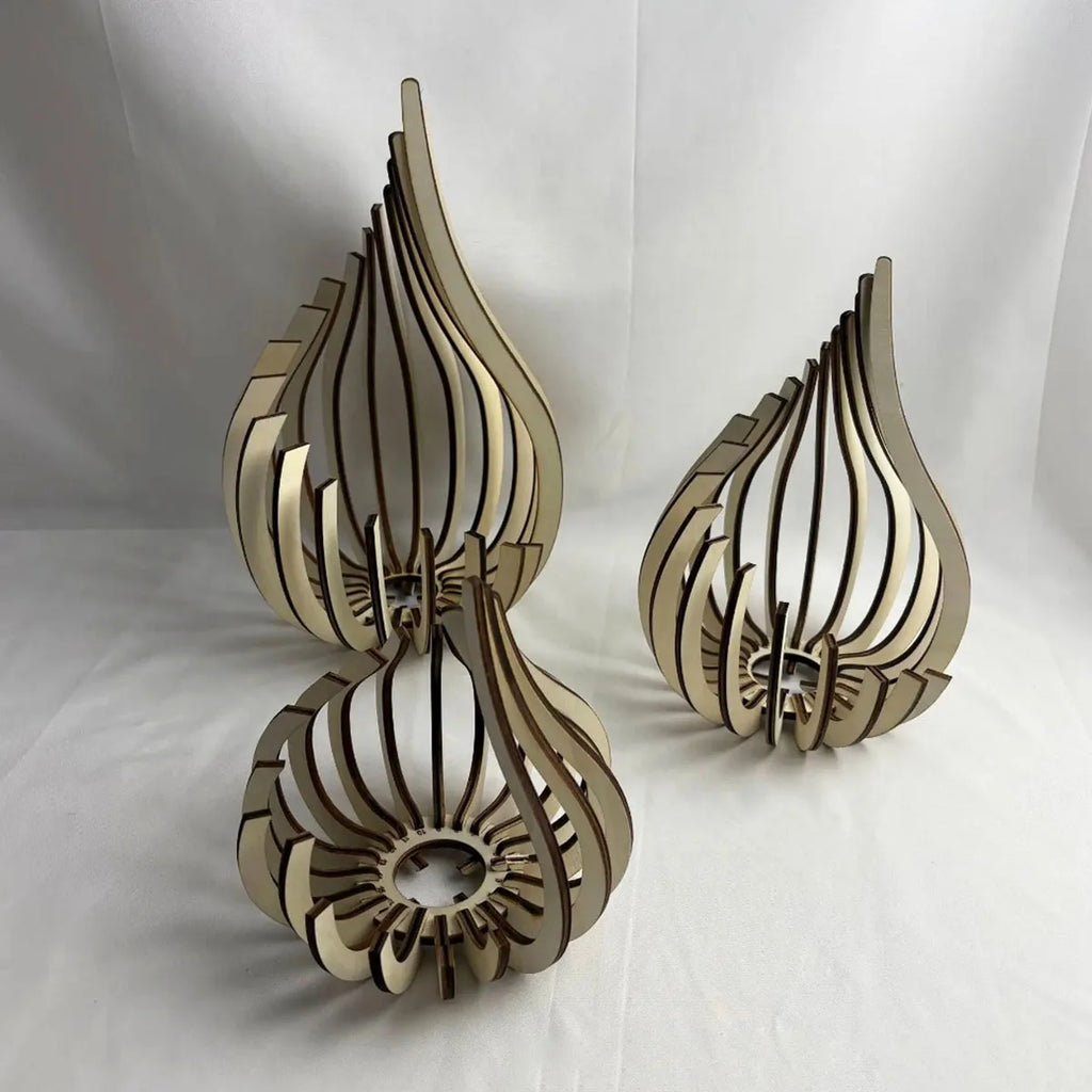 Handmade Wooden Hollow Lotus Candle Holder | Home Decor Wooden Candle Holder QXL WHITE L 1Pc