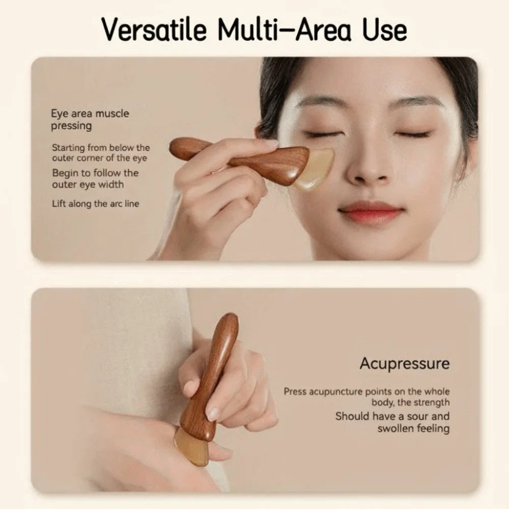 Sandalwood Goat Horn Gua Sha Massage Stick | Face & Neck Gua Sha Massage Tool QXL