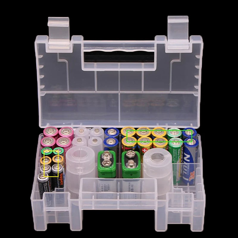 Plastic Battery Storage Case – 20 AA & 14 AAA Organizer Box Battery Storage Organizer QXL