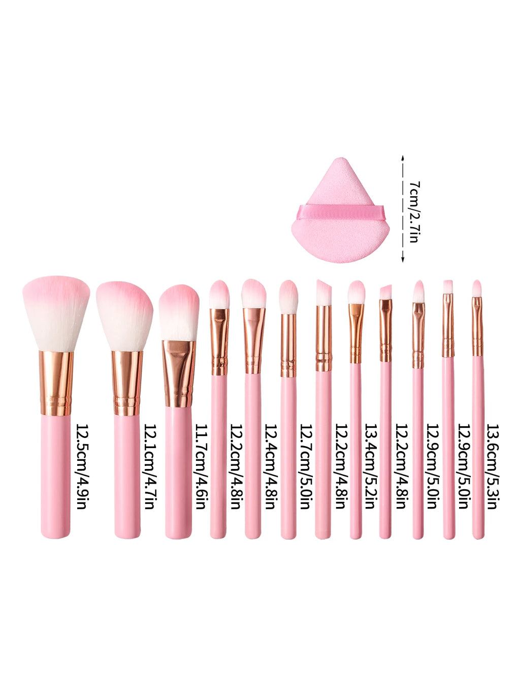 14-Pc Pink Makeup Brush Set | Sponge, Puff & Full Kit Makeup Brush Set QXL