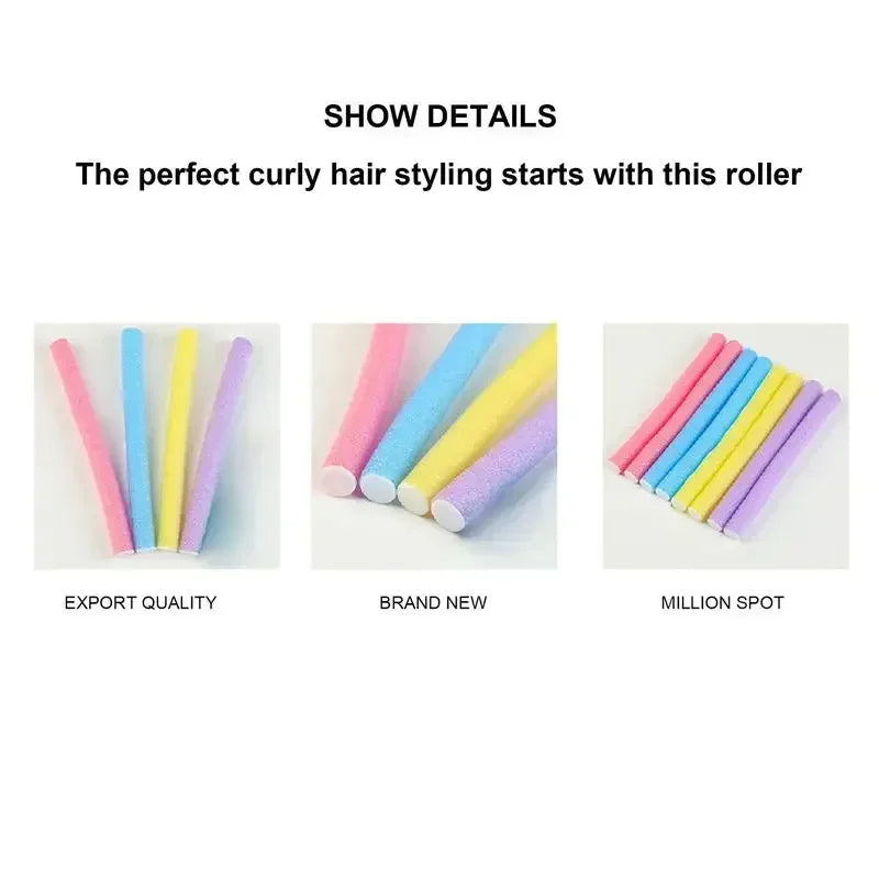 10-Pack No-Heat Foam Bendy Curling Rods | All Hair Types Heatless Hair Curlers QXL