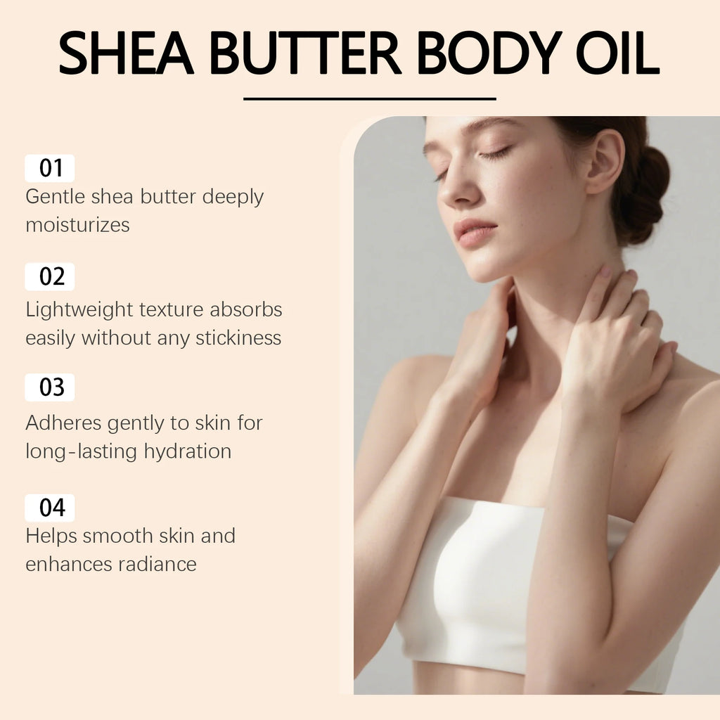 OceAura Shea Butter Body Oil 100ml – All Skin Types Body Massage Oil QXL