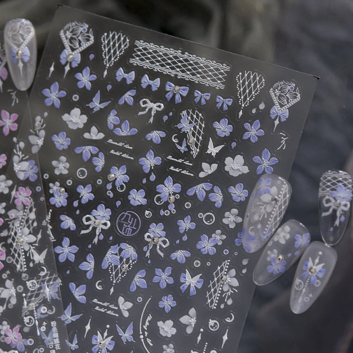 5D Nail Stickers Butterfly Lace Rhinestone Decals | NAILFYOU Nail Art Stickers QXL