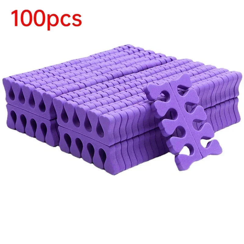 100-Pack Soft Sponge Toe Separators for Pedicure & Nail Art Toe Separators QXL purple-100pcs