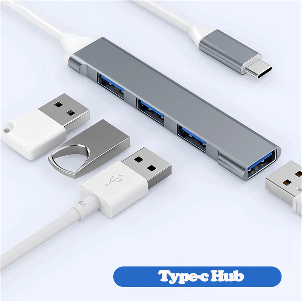 4-Port USB-C Hub | USB 3.0 Splitter 5Gbps for MacBook & Laptop USB-C Hub Adapter QXL