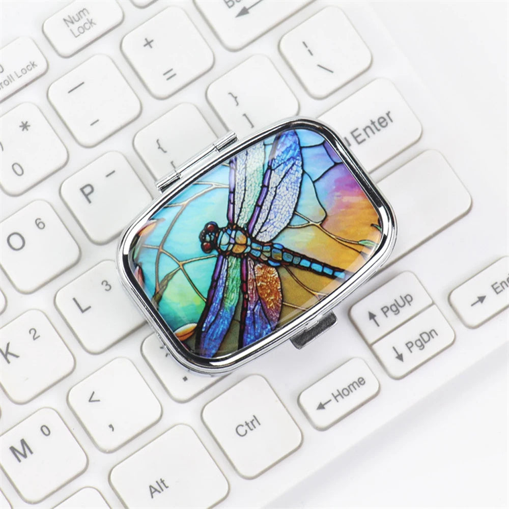 Colorful Metal Pill & Jewelry Organizer | Travel Storage Case Pill & Jewelry Case QXL Dragonfly
