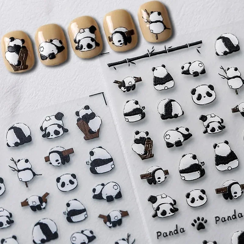 5D Panda Peony Butterfly Nail Art Stickers | Kawaii Decals Nail Art Stickers QXL