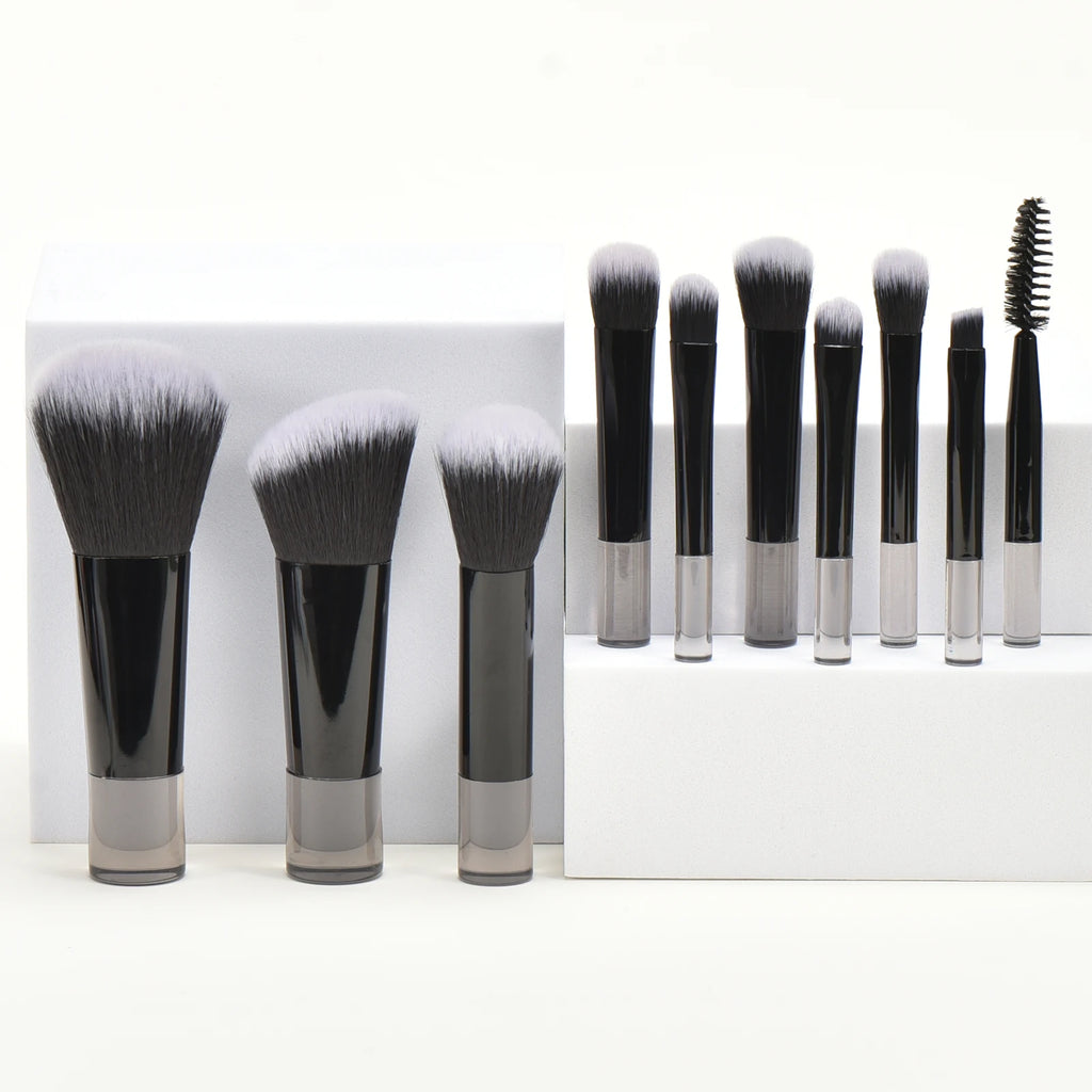 10-Pc Mini Travel Makeup Brush Set | Portable Palm Brushes Travel Makeup Brush Set QXL