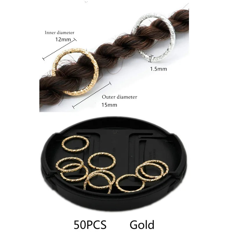 50–200Pcs Dreadlock Bead Cuff Clips | 15mm Braid Hair Rings