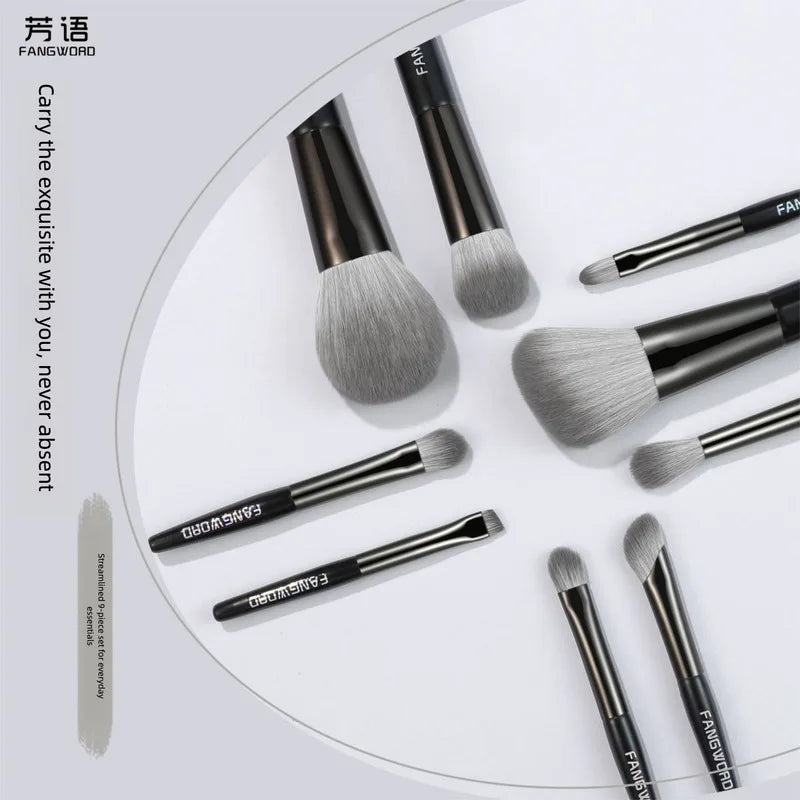 9-Piece Mini Travel Makeup Brush Set with Brush Bag Travel Makeup Brush Set QXL