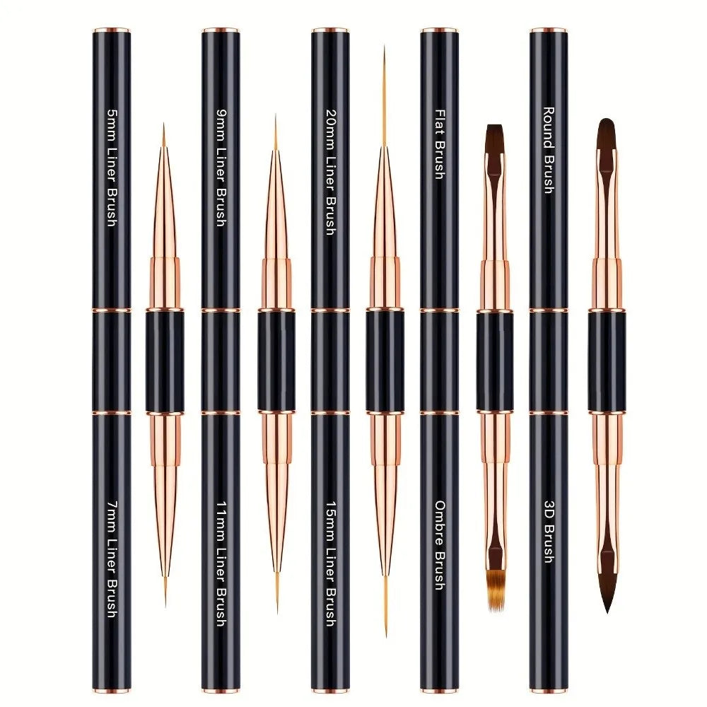 5-Piece Nail Art Brush Set | Liner, Detail & 3D Design Pens Nail Art Brush Set QXL Black-5pcs