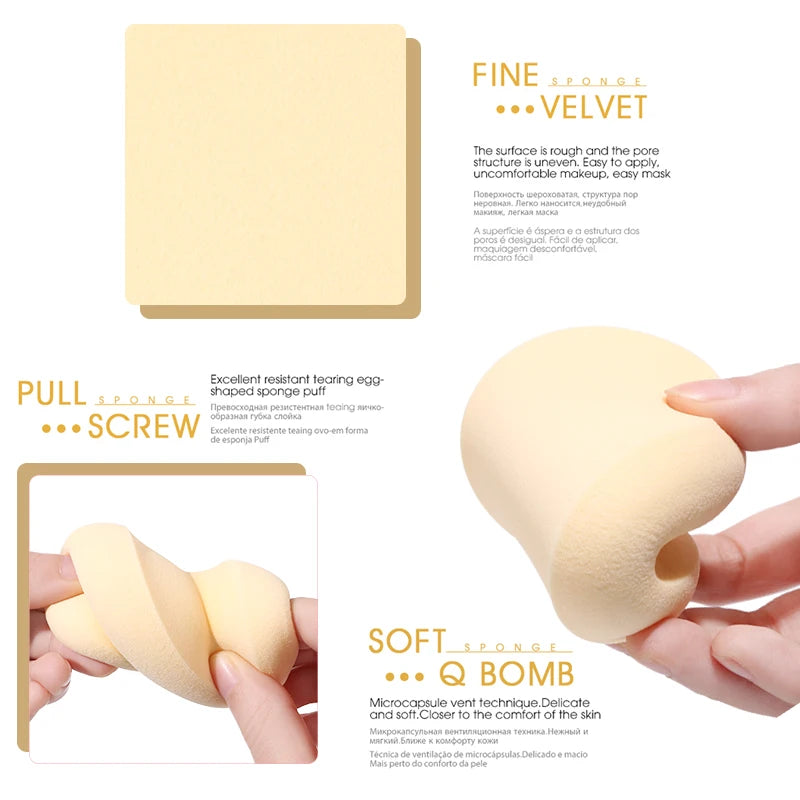 Oval Makeup Sponges – Wet & Dry Foundation Cosmetic Puff Makeup Sponge Puff QXL