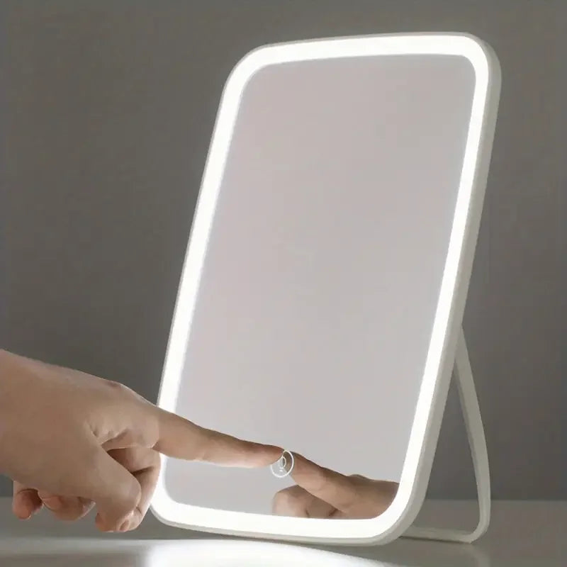 LED Makeup Mirror with Stand | 3-Colour Lights & Foldable LED Makeup Mirror QXL WHITE