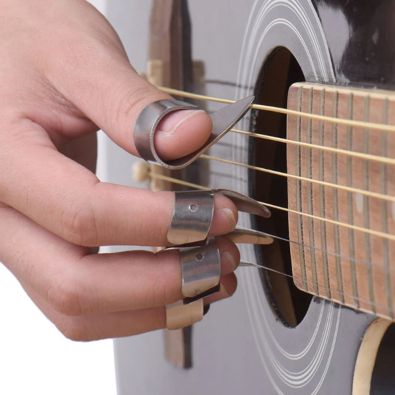 4-Pack Metal Finger Picks & Thumb Picks for Guitar | Plectrum Set Guitar Finger Picks QXL