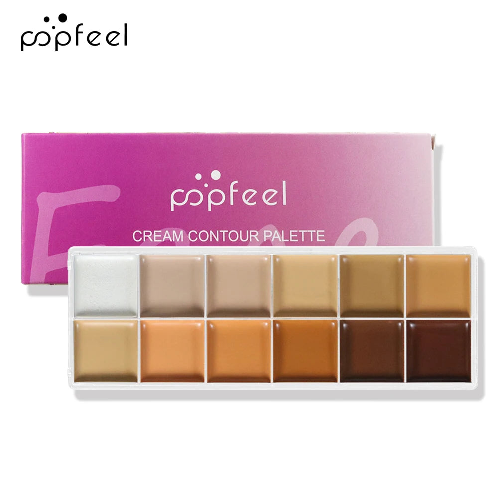 POPFEEL 12-Color Concealer Palette – Waterproof Full Coverage Concealer Palette QXL Z12-01 30g
