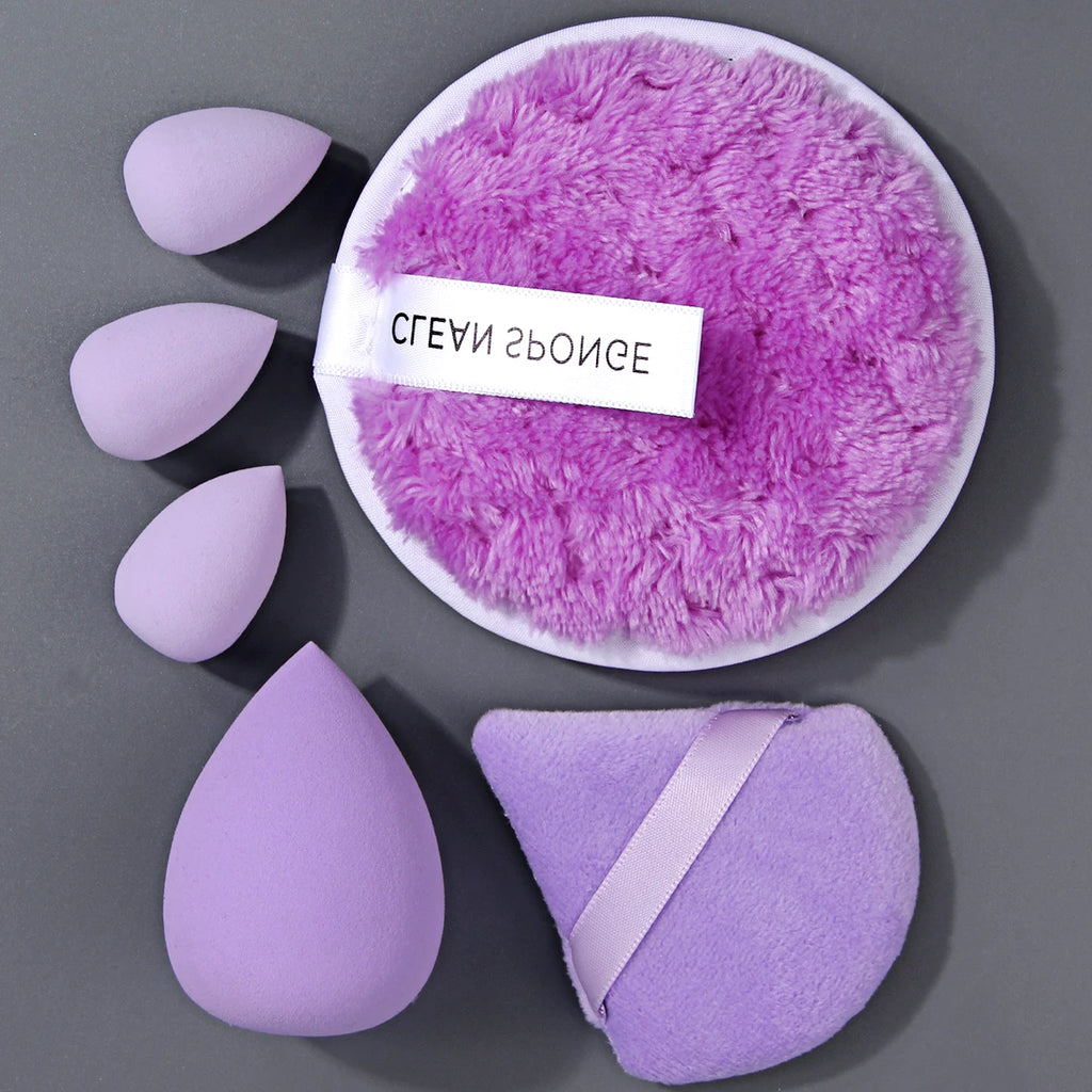 KOSSHOW 6-Pc Purple Makeup Sponge Set | Triangle Puff & Box Makeup Sponge Set QXL