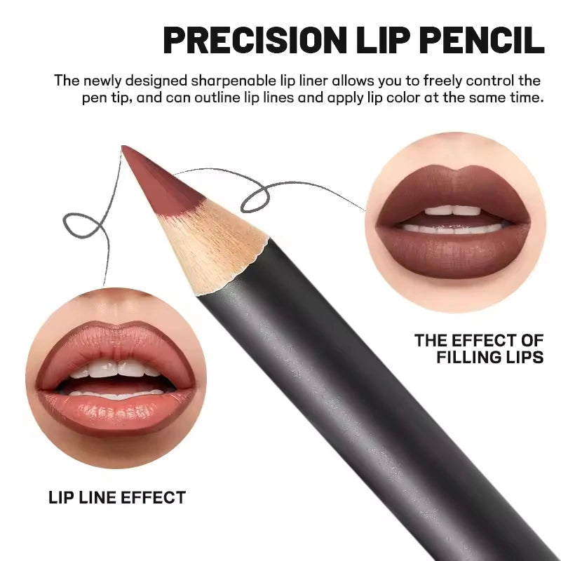 Matte Lip Liner Pencil – Waterproof Long-Lasting Lip Contour Pen Lip Liner Pencil QXL