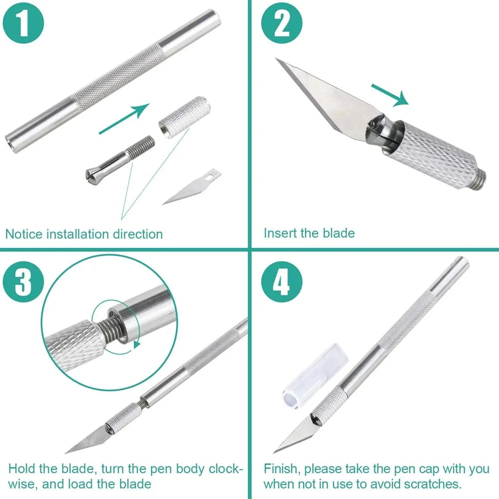 Precision Craft Knife Kit | Non-Slip Aluminum + 5 Blades Precision Craft Knife QXL
