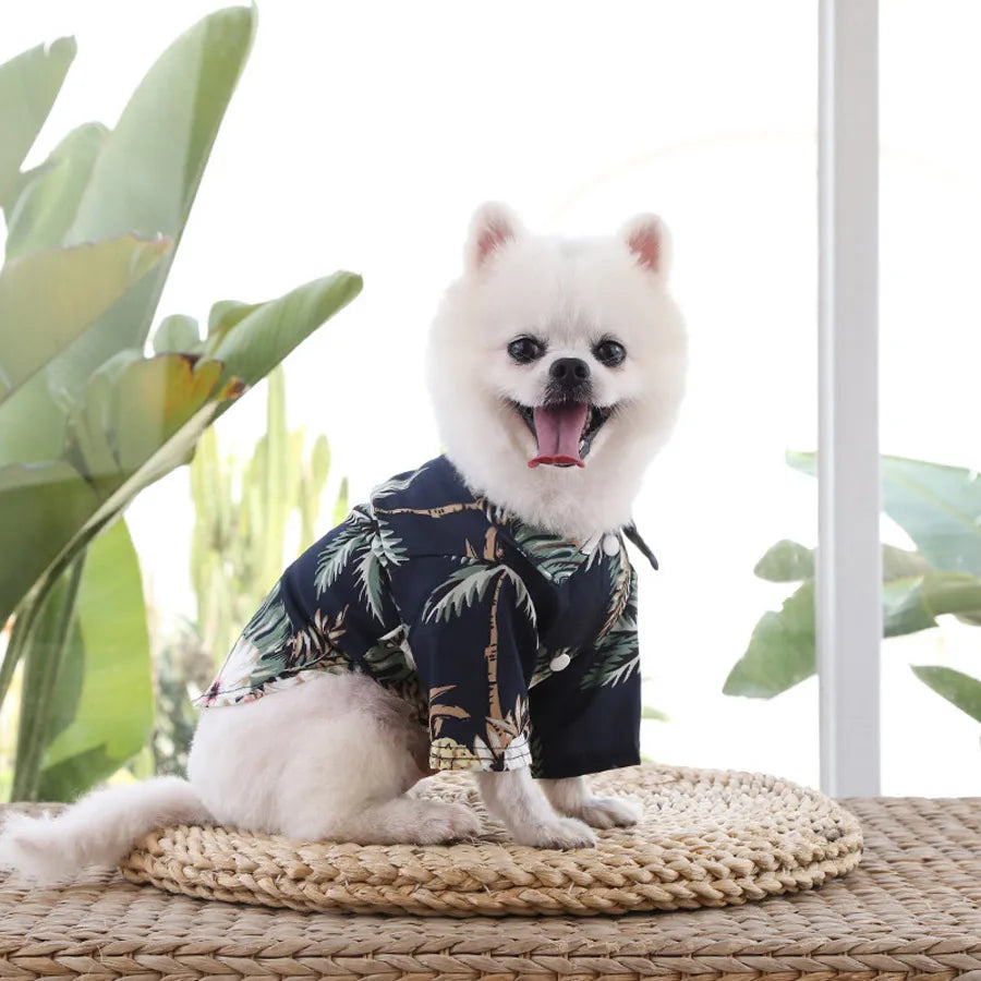 Hawaiian Print Dog & Cat T-Shirt | Summer Vest 4 Colors 6 Sizes Pet Summer Shirt QXL
