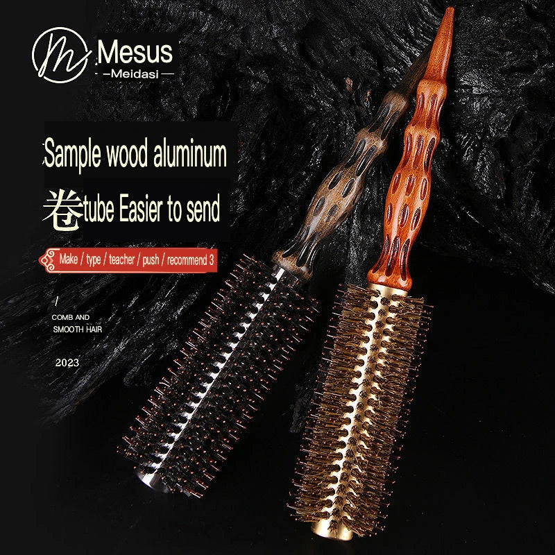 Boar Bristle Round Brush | Beech Wood Heat-Conducting Comb Round Styling Brush QXL