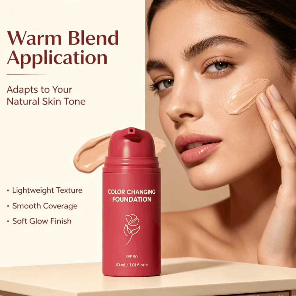 Korean Color-Changing Foundation SPF50 30ml | Glow Base Cream Color-Changing Foundation QXL