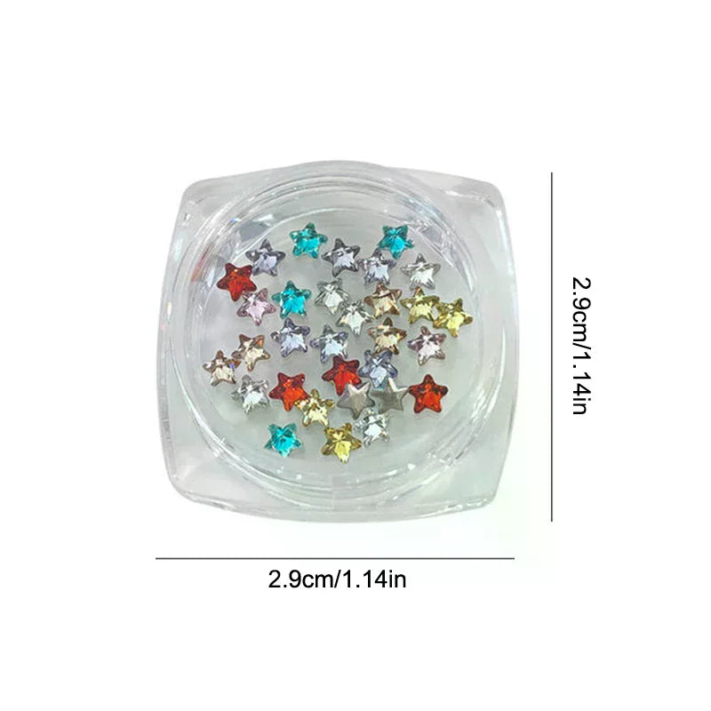 30-Pc Star Zircon Nail Charms | Flatback Rhinestones 3mm Nail Art Rhinestones QXL