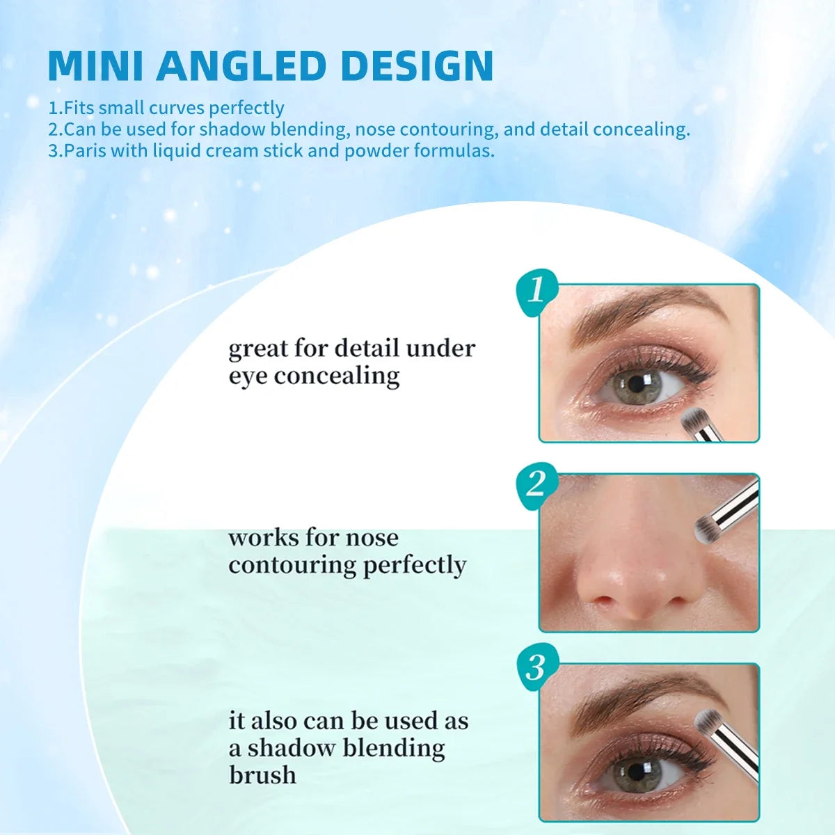 Angled Concealer Brush – Soft Synthetic Precision Makeup Tool Concealer Makeup Brush QXL