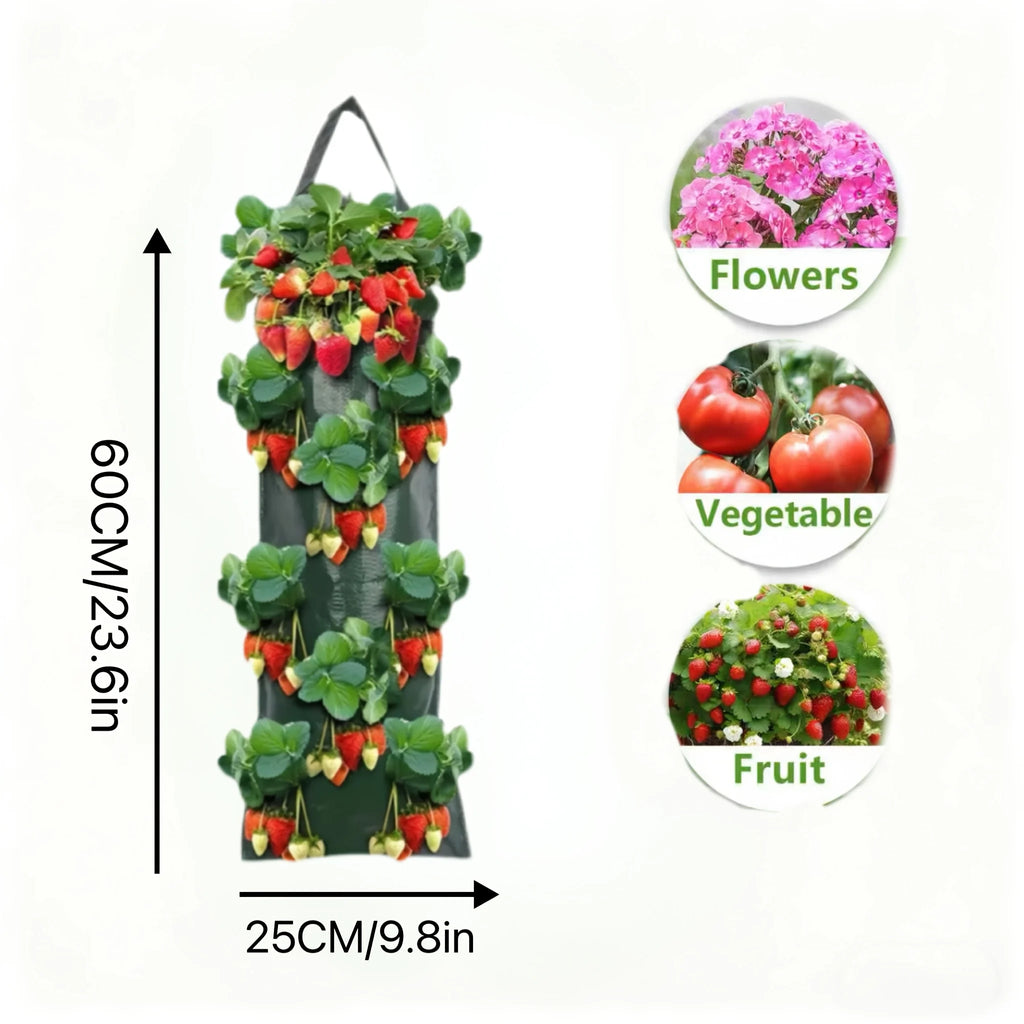 Wall-Mount Foldable Planting Bag | 8-Hole Veggie Grow Bag Hanging Grow Bag QXL