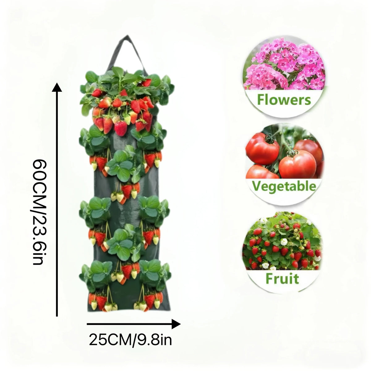Wall-Mount Foldable Planting Bag | 8-Hole Veggie Grow Bag Hanging Grow Bag QXL