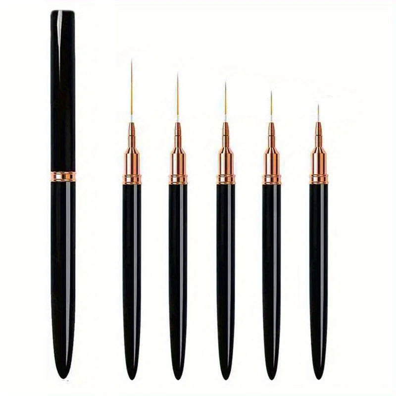 5-Pc Nail Art Liner Brush Set | Striping & UV Gel Painting Nail Art Liner Brushes QXL
