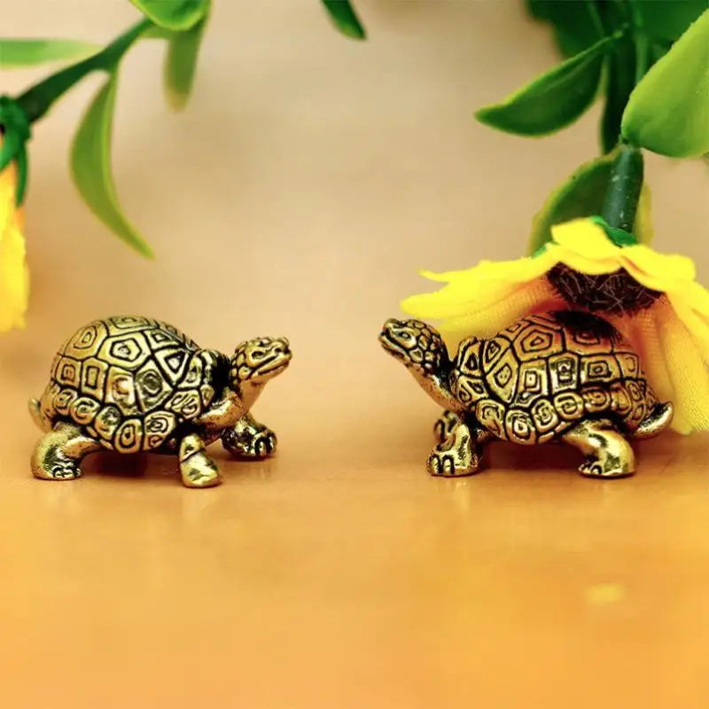 Copper Turtle Figurine | Feng Shui Tortoise Tea Pet Decor Decorative Figurine QXL