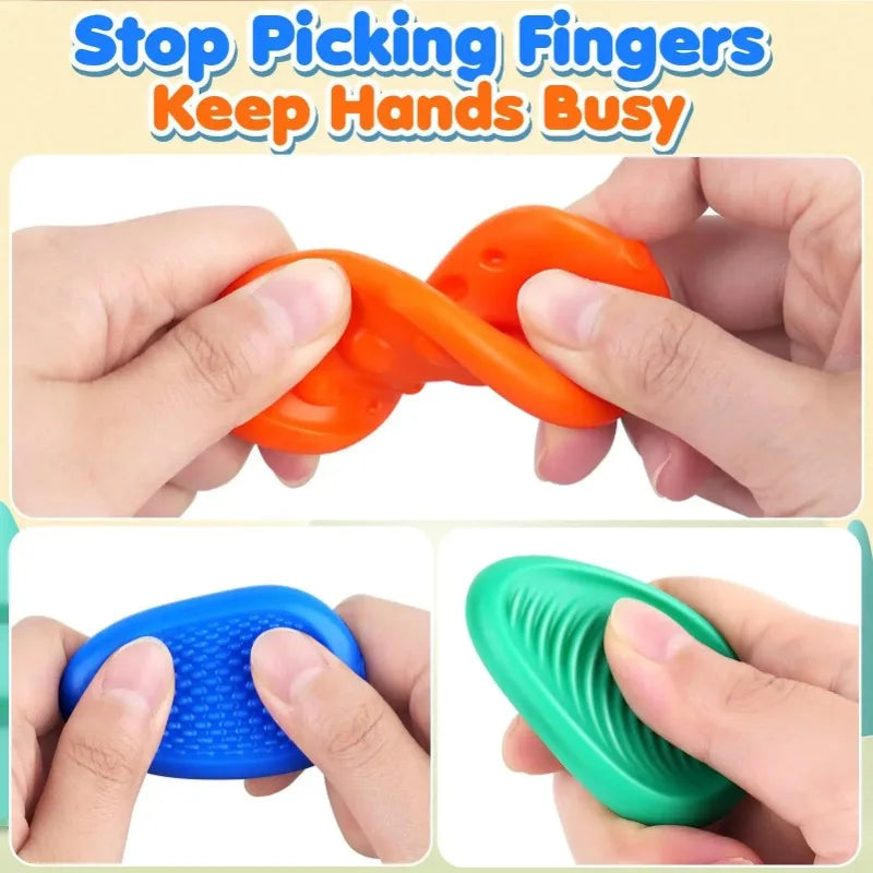 Silicone Sensory Fidget Stones 6-Pack | Textured Calming Toys Sensory Fidget Toys QXL