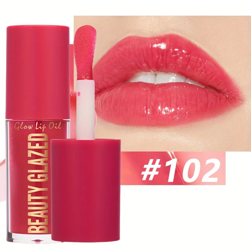 Beauty Glazed 4-Color Lip Oil Gloss | Squalane Luminous Finish Lip Oil Gloss QXL 102