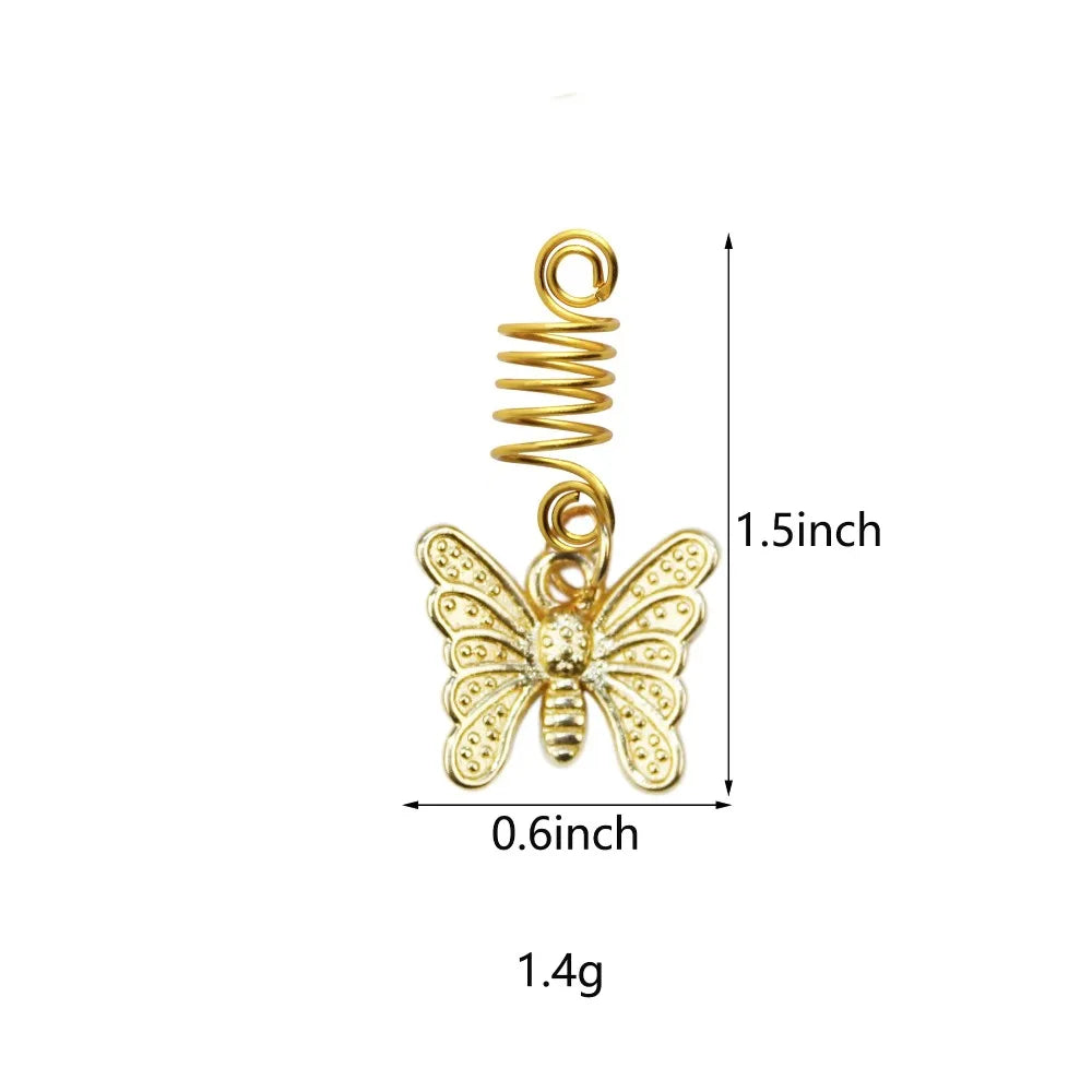 10-Pack Gold Butterfly Dreadlock Beads & Hair Rings for Braids Dreadlock Hair Beads QXL