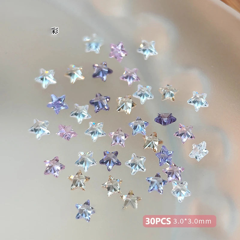30-Pc Star Zircon Nail Charms | Flatback Rhinestones 3mm Nail Art Rhinestones QXL trans mixed