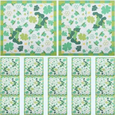 20-Pack Shamrock Paper Napkins | St. Patrick's Day Party Disposable Paper Napkins QXL